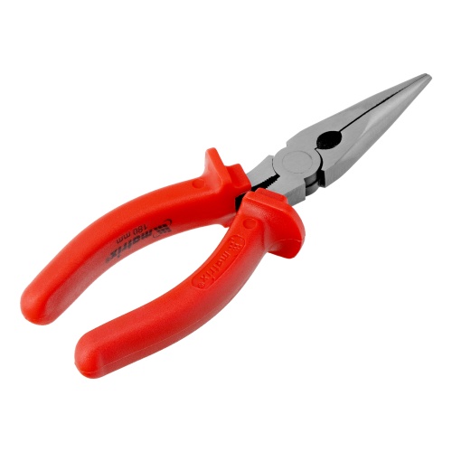 Длинногубцы прямые Econom, 180 мм, шлифованные, пластмассовые рукоятки Matrix фото 2