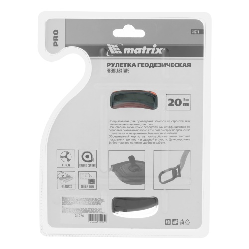 Рулетка геодезическая 20 м х 15 мм, закрытый корпус, фибергласовая лента, двусторонняя шкала, Pro Matrix фото 8 Рулетка геодезическая 20 м х 15 мм, закрытый корпус, фибергласовая лента, двусторонняя шкала, Pro Matrix фото 8