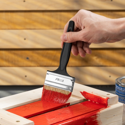 Кисть флейцевая "Стандарт", 70 х 6 мм, натуральная щетина, пластиковая ручка Сибртех фото 7