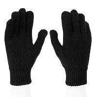 Перчатки трикотажные, акрил, двойные, черный, двойная манжета Сибртех