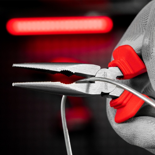 Длинногубцы прямые, 160 мм, хром-ванадий, двухкомпонентные рукоятки Matrix фото 12