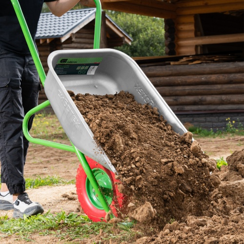 Тачка садово-строительная с PU колесом, грузоподъемность 180 кг, объем 90 л Сибртех фото 17