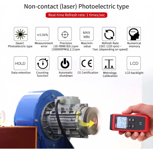 Цифровой лазерный тахометр UNI-T UT373 00-00012111 фото 4 Цифровой лазерный тахометр UNI-T UT373 00-00012111 фото 4