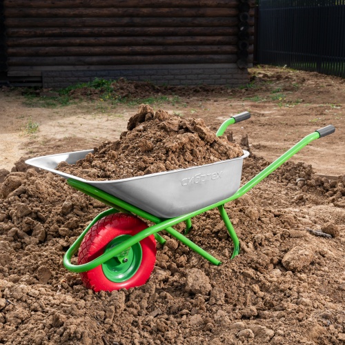 Тачка садово-строительная с PU колесом, грузоподъемность 180 кг, объем 90 л Сибртех фото 13