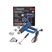 Фен промышленный электрический Forsage с индикатором температуры и насадками(220В,50/60Гц,2000Вт, 60/350/600С,50/300/500л/мин,класс защиты-двойная изоляция) F-HG75-2000LED(52349)