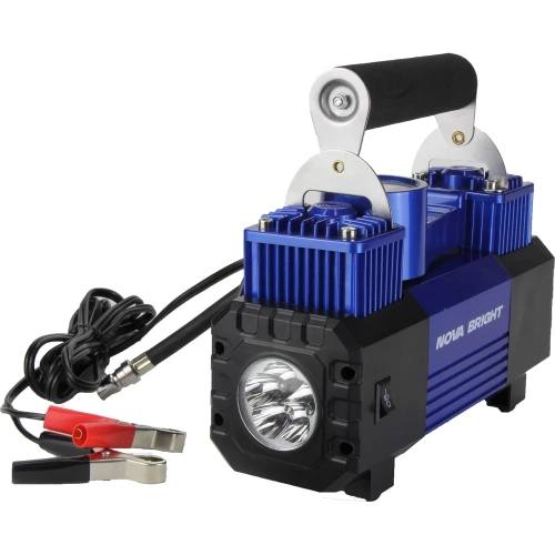 Компрессор Nova Bright АК-90 двухпоршневой, до 90 л/мин., 150 PSI, 12В, металл.корпус, пластик.кейс, цифровой манометр, LED-фонарь 36450 фото 8