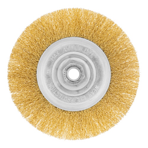 Щетка для УШМ, 150 мм, М14, плоская, латунированная витая проволока Matrix фото 2