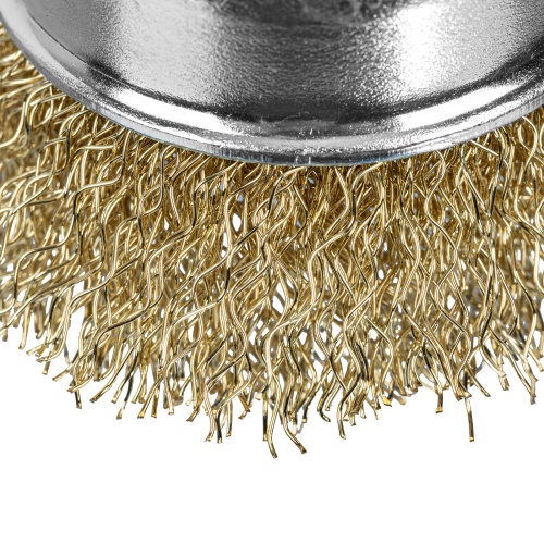 Щетка для дрели, 50 мм, "чашка" со шпилькой, латунированная витая проволока Matrix фото 4