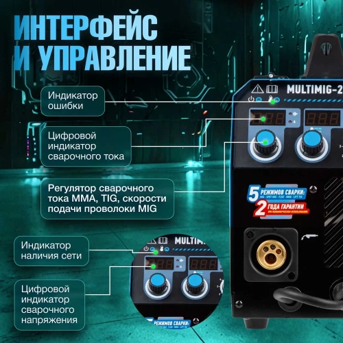 Сварочный полуавтомат SOLARIS MULTIMIG-221 фото 4 Сварочный полуавтомат SOLARIS MULTIMIG-221 фото 4