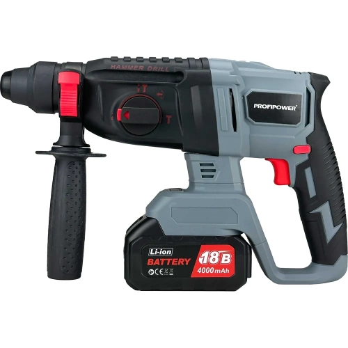 Аккумуляторный перфоратор беcщеточный Profipower MKDHR-18V (Li-ion-1шт, 4.0Ач, 1,9Дж, 3 режима, З/У, кейс) T0058 фото 4
