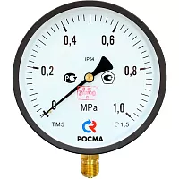 Манометр Росма ТМ-510Р.00 IP54 (0-1МПа) G1/2 1.5 специального исполнения, 100мм, радиальный D070-07780