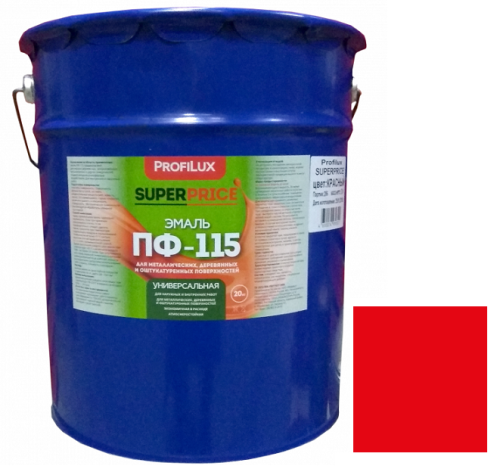 Эмаль Profilux Superprice ПФ-115 красная полуматовая 20 кг