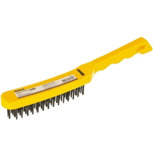 Щетка стальная Biber 70914 четырехрядная с пластиковой ручкой