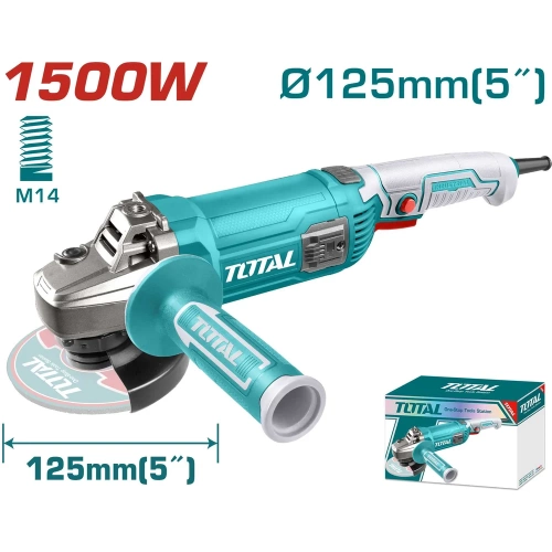 Угловая шлифовальная машина TOTAL 1500 Вт 125 мм TG11512536 фото 3 Угловая шлифовальная машина TOTAL 1500 Вт 125 мм TG11512536 фото 3