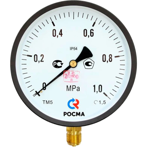 Манометр Росма ТМ-510Р.00 IP54 (0-1МПа) G1/2 1.5 специального исполнения, 100мм, радиальный D070-07780