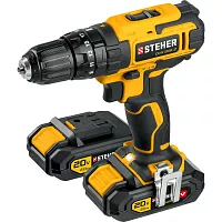 Ударная дрель-шуруповерт STEHER 20В, 2 АКБ 2Ач CDS-200-2