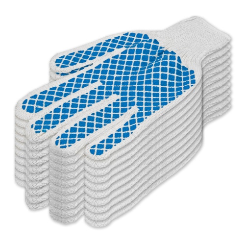 Перчатки х/б, ПВХ покрытие, "Шахматный облив", 5 пар в упаковке, 10 класс