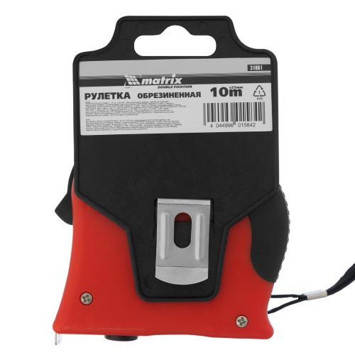 Рулетка Double fixation,10 м х 25 мм,обрезиненный корпус,двойная плавная фиксация Matrix фото 7