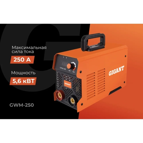 Инверторный сварочный аппарат (250 А; дисплей; кабель 2.5+1.5 м) Gigant GWM-250 фото 3 Инверторный сварочный аппарат (250 А; дисплей; кабель 2.5+1.5 м) Gigant GWM-250 фото 3