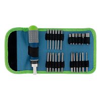 Отвертка реверсивная с набором бит и торцевых головок, 25 шт, CrV, чехол Сибртех