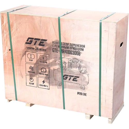 Компрессор поршневой с ременным приводом GTE 220В, ресив. 100л, 300л/мин. -MR4100300B GTE-MR4100300B фото 7