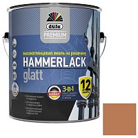 Эмаль на ржавчину молотковая Dufa Premium Hammerlack 3-в-1 коричневая 2,5 л