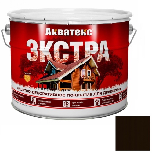 Покрытие алкидное защитно-декоративное для древесины Акватекс Экстра полуглянцевое Палисандр 9 л