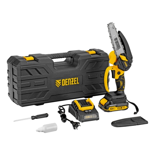 Цепная мини-пила аккумуляторная бесщет., CCS-150, шина 150 мм, Li-Ion, 20 В Denzel фото 38