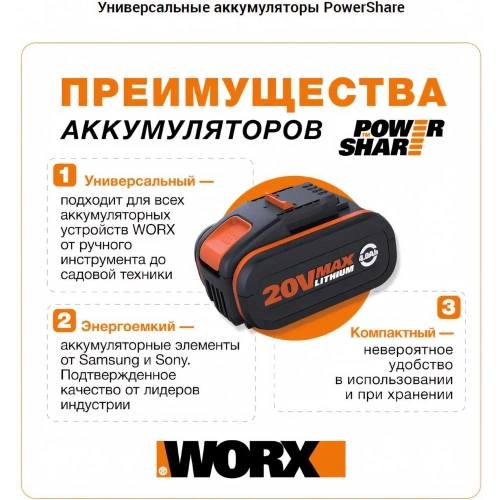 Аккумуляторная угловая шлифмашина WORX без АКБ и ЗУ WX803.9 фото 6 Аккумуляторная угловая шлифмашина WORX без АКБ и ЗУ WX803.9 фото 6