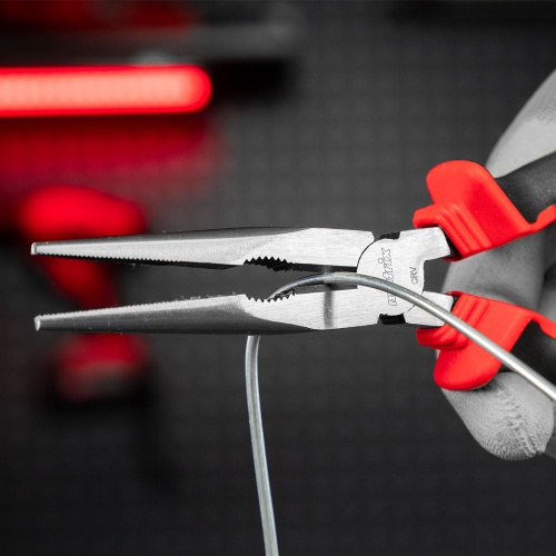 Длинногубцы прямые, 200 мм, хром-ванадий, двухкомпонентные рукоятки Matrix фото 12