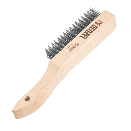 Щетка зачистная 5-и рядная, прямая проволока из нержавеющей стали с деревянной ручкой, EFP// Denzel фото 2