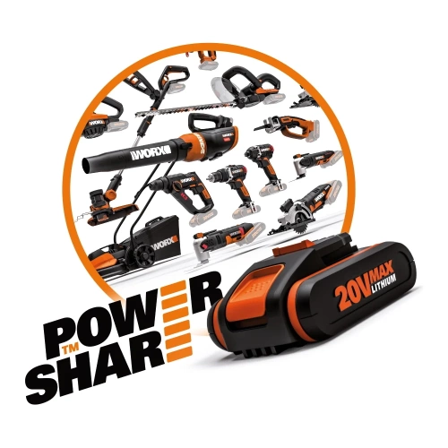 Аккумуляторная цепная пила WORX 20В, 25 см WG322E.9 фото 4 Аккумуляторная цепная пила WORX 20В, 25 см WG322E.9 фото 4