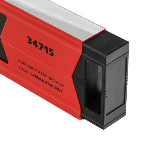 Уровень алюминиевый магнитный, 1500 мм, фрезерованный, 3 глазка (1 зеркальный) усиленный Matrix фото 7