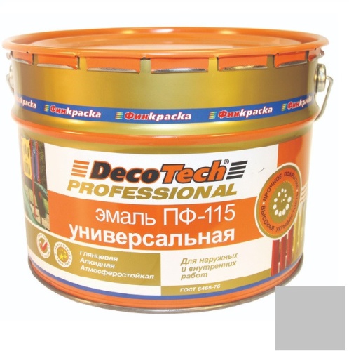 Эмаль универсальная DecoTech Professional ПФ-115 серая под RAL7040 20 кг