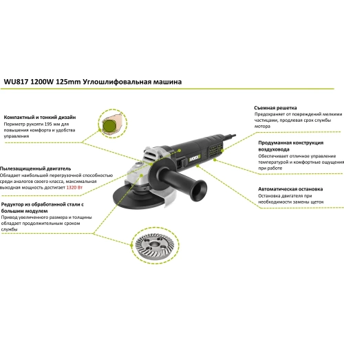 Угловая шлифмашина WORX Professional WU817 фото 3 Угловая шлифмашина WORX Professional WU817 фото 3