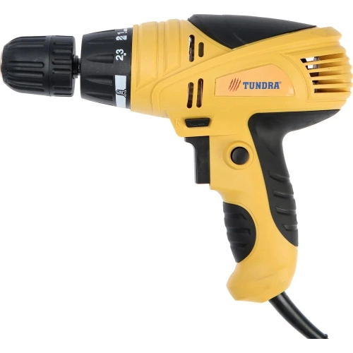 Сетевой шуруповерт ТУНДРА патрон БЗ, обрезиненная рукоятка, 400 Вт, 800 об/мин 5437453 фото 3