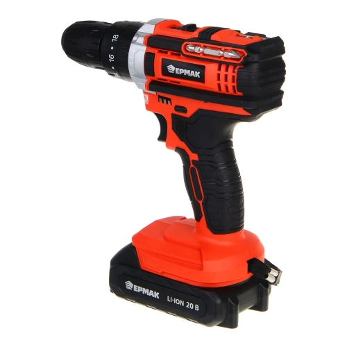 Дрель-шуруповерт аккумуляторный ударный ЕРМАК ДША-20, 20В, 2Ач, 0-400-1500 об.мин, 40 нм 691-046 фото 4 Дрель-шуруповерт аккумуляторный ударный ЕРМАК ДША-20, 20В, 2Ач, 0-400-1500 об.мин, 40 нм 691-046 фото 4