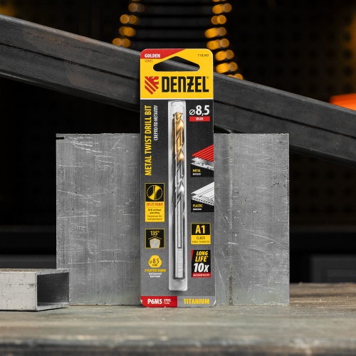 Сверло спиральное по металлу 8,5 x 117 мм, Р6М5, Golden Tip  Denzel фото 7