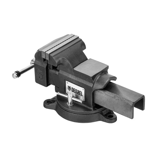 Тиски слесарные BVH-125, 125 мм, поворотные, стальная направляющая, с наковальней //Denzel фото 2