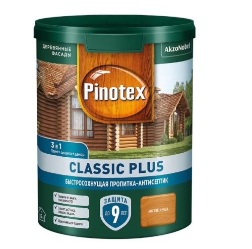 Пропитка-антисептик быстросохнущая 3 в 1 Pinotex Classic Plus лиственница 0,9 л