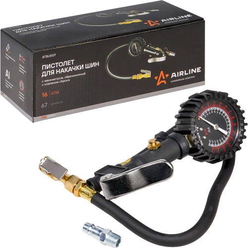 Пистолет для накачки шин с манометром Airline PRO 16АТМ, с клапаном сброса ATBU007 фото 4