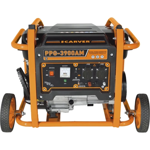 Генератор CARVER PPG- 3900АM бензин LT-170F, 2,8/3,0 кВт, 220В, бак 15 л, колеса 01.020.00027 фото 4 Генератор CARVER PPG- 3900АM бензин LT-170F, 2,8/3,0 кВт, 220В, бак 15 л, колеса 01.020.00027 фото 4