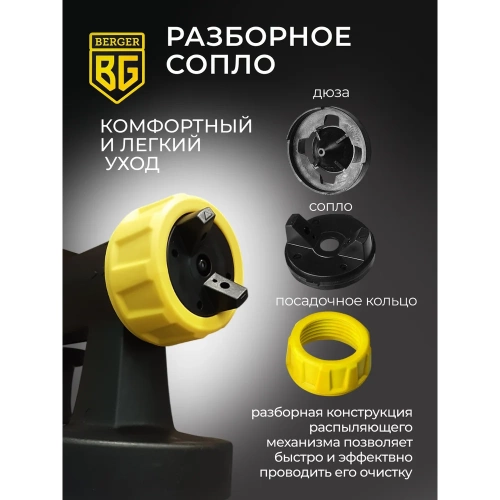 Электрический универсальный краскопульт BERGER Малер 550 ВТ, 1.2 л/мин BG1413 фото 4 Электрический универсальный краскопульт BERGER Малер 550 ВТ, 1.2 л/мин BG1413 фото 4