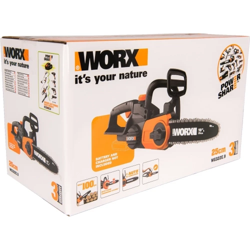 Аккумуляторная цепная пила WORX 20В, 25 см WG322E.9 фото 6 Аккумуляторная цепная пила WORX 20В, 25 см WG322E.9 фото 6