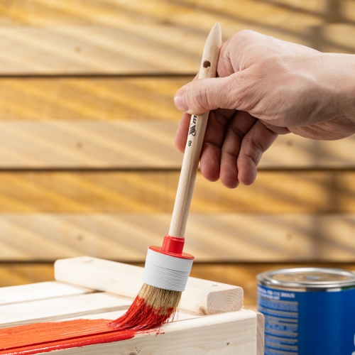 Кисть круглая № 8 (35 мм) натуральная щетина, деревянная ручка MTX фото 8