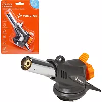 Горелка газовая Airline на цанговый баллон, пьезоподжиг, анти-вспышка, сопло D20x60 мм, боковая подставка-защита рук ADTG014